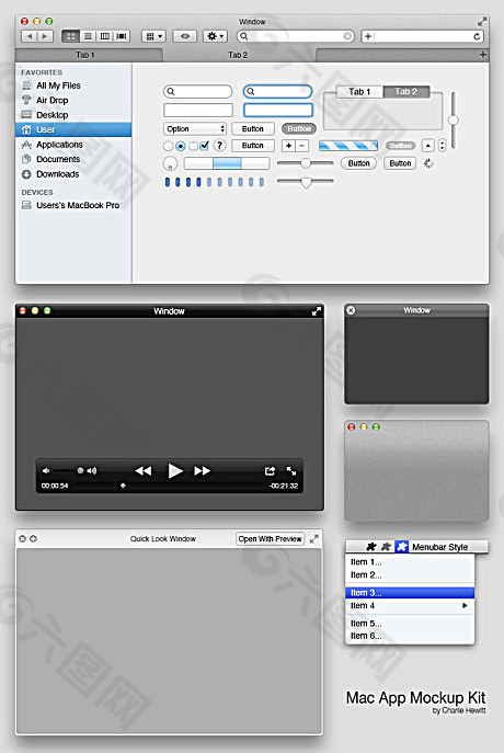 mac应用gui界面psd素材