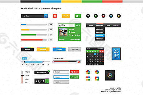 彩色google ui工具包psd素材