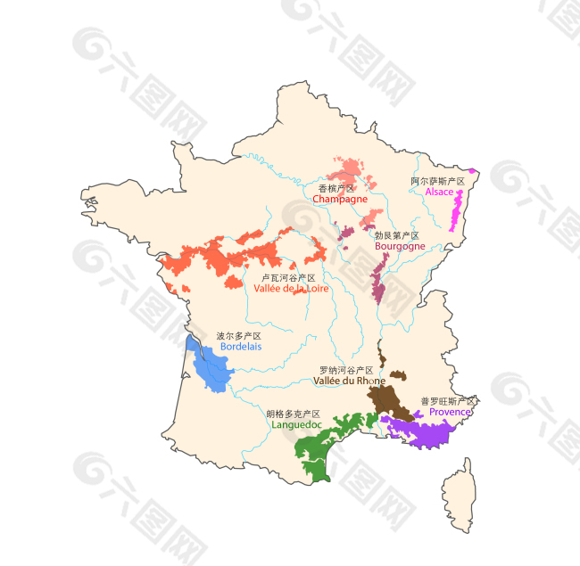 法国葡萄酒产区图