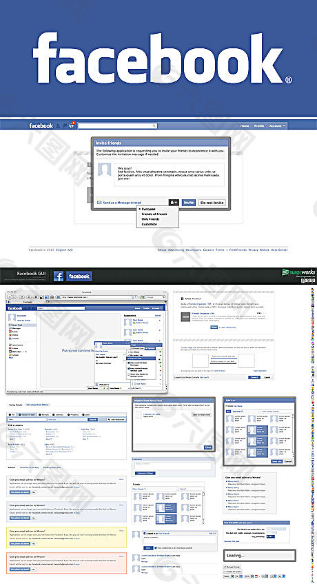 facebook网站ui界面设计psd分层素材