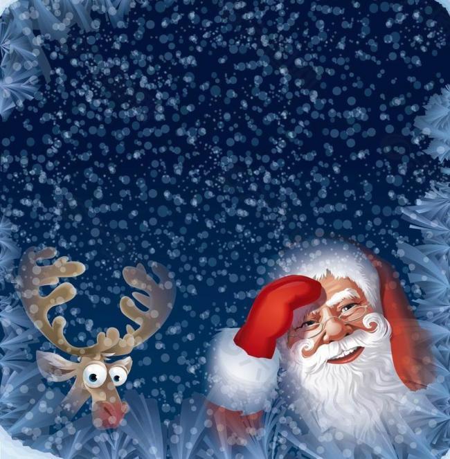 雪夜圣诞老人 圣诞背景图片