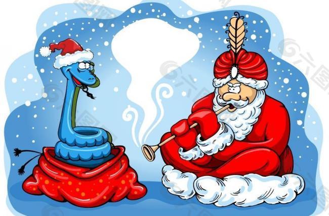圣诞老人 耍蛇图片