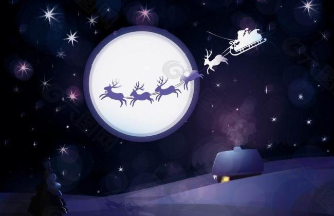 卡通圣诞夜景图片