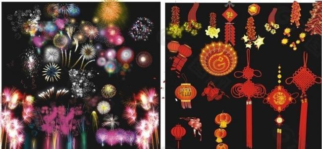 烟花灯笼中国结图片