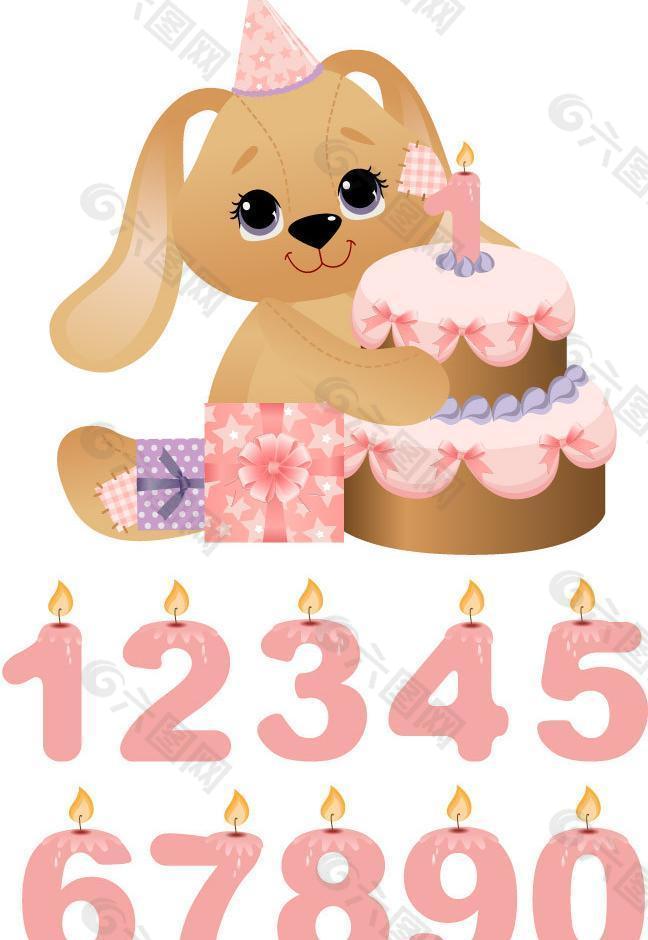 婴儿宝宝生日数字蛋糕卡特熊图片