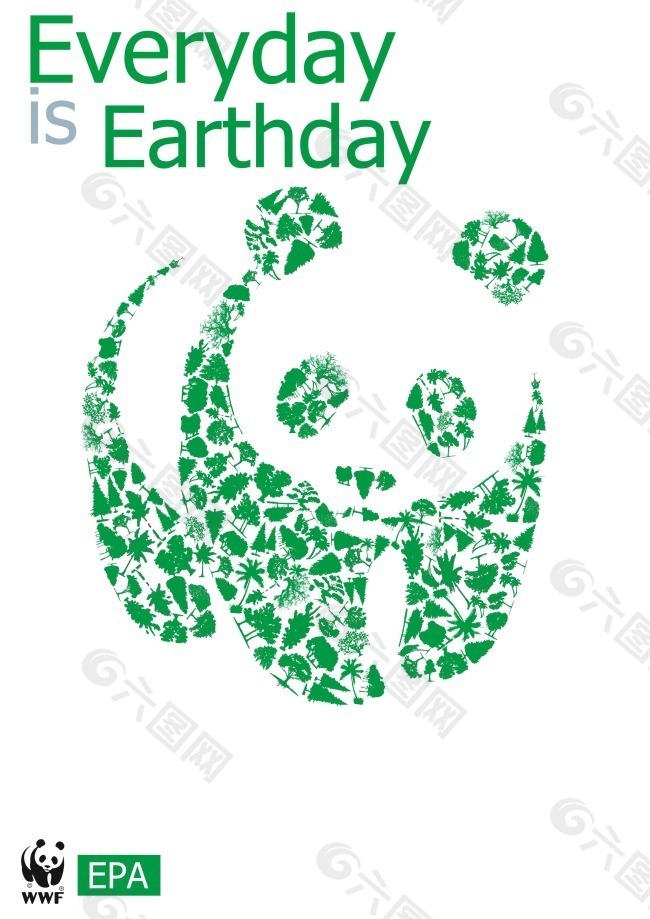 世界地球日 海报 绿色熊猫