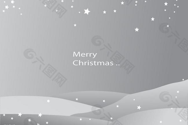 圣诞星星贺卡（黑白）图片