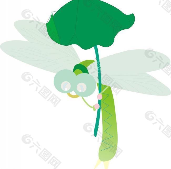 蜻蜓打伞图片