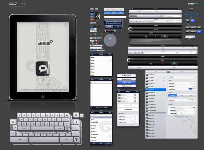 ipad ui设计素材源PSD