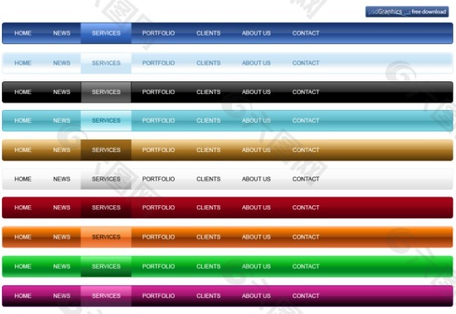 WEB风格导航条PSD素材