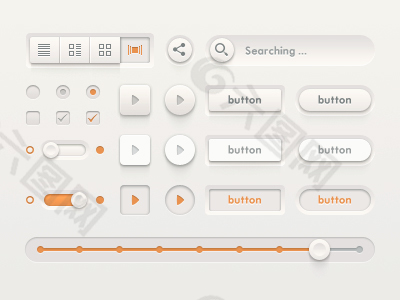 白色界面元素按钮PSD素材