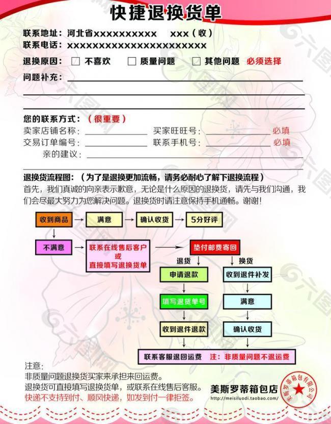 淘宝退换货单图片