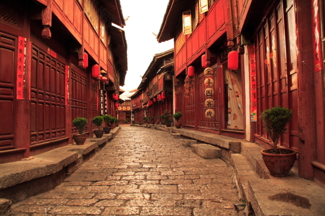 丽江古城的老街道