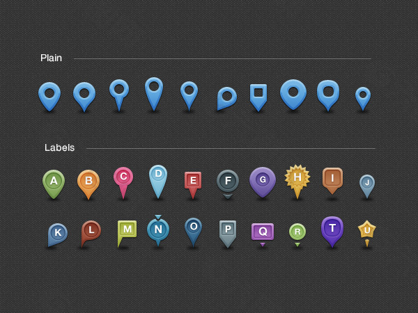 应用软件可用的地标图钉PSD素材
