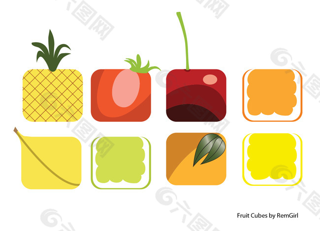 4款水果平面矢量图