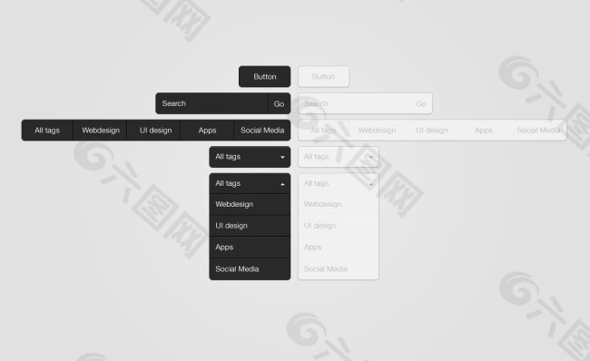 黑色网页导航UI界面设计