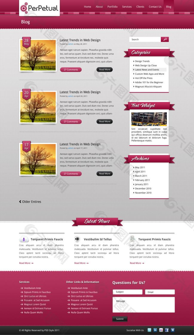 粉色风格网页界面UI设计
