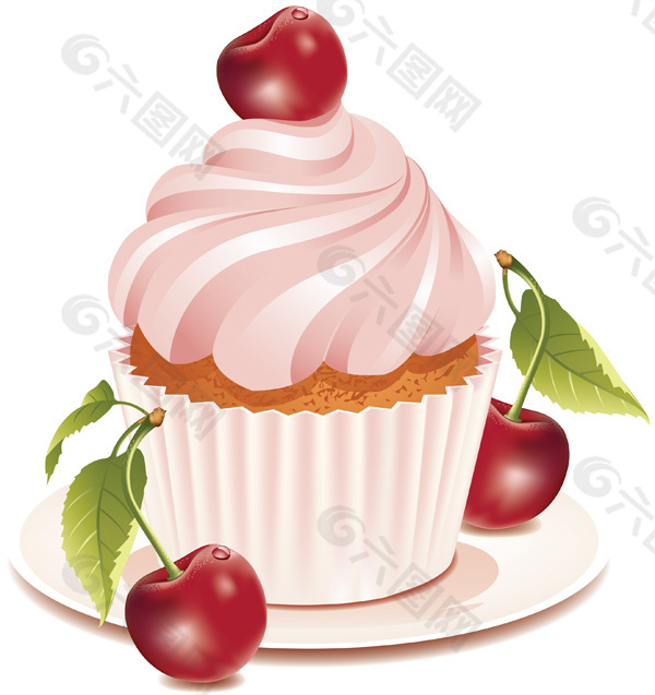 樱桃蛋糕矢量图