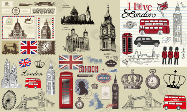 复古伦敦主题邮票