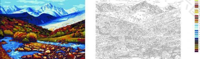 冰山河流 diy数字油画图片
