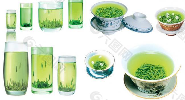 绿茶杯绿茶玻璃杯泡茶图片