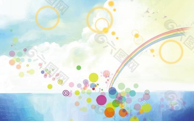 彩色气泡与彩虹图片