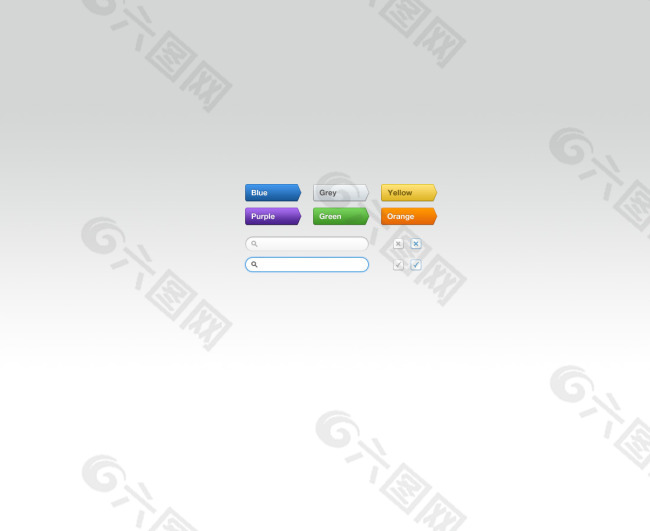 简约六色网页按钮PSD分层素材