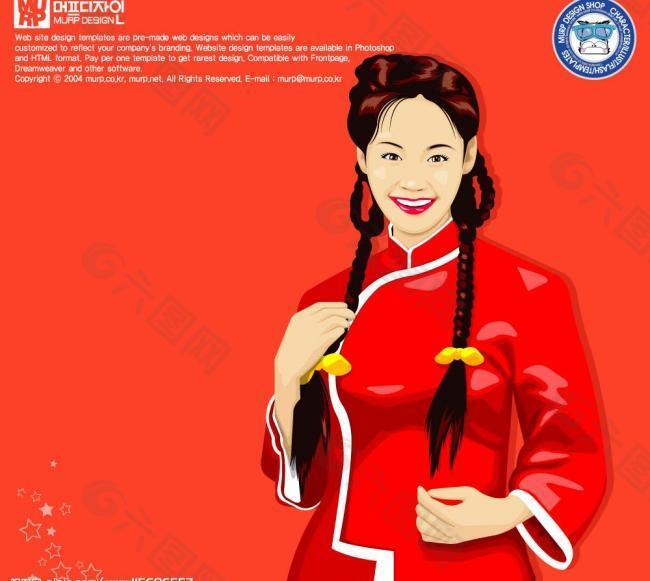 韩国矢量人物插画（女）图片