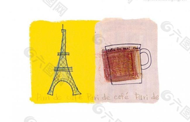 巴黎铁塔漫画图片