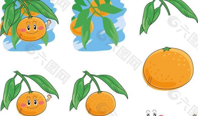 手绘橘子表情图片