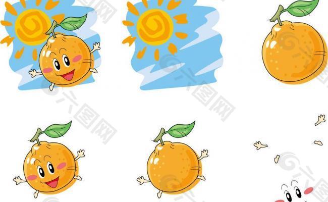 手绘橙子表情图片