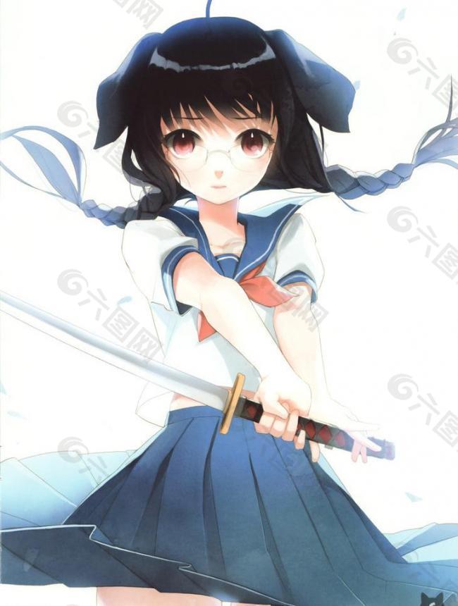 插画眼镜娘图片