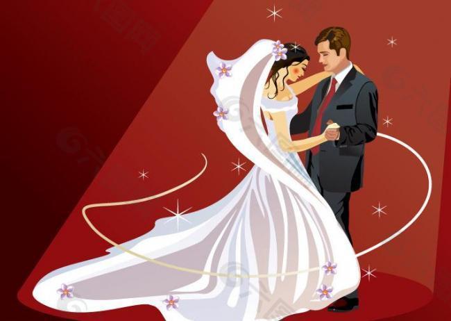 结婚婚礼主题插画矢量图片
