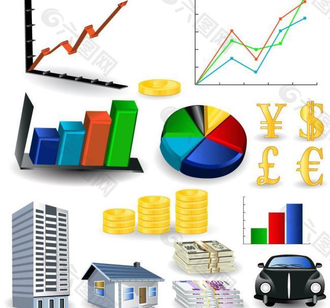 财务数据统计理财矢量图片
