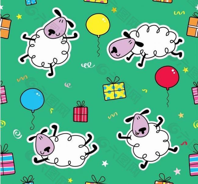 可爱小羊节日背景图片