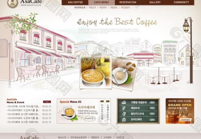 韩国咖啡店网页模板图片