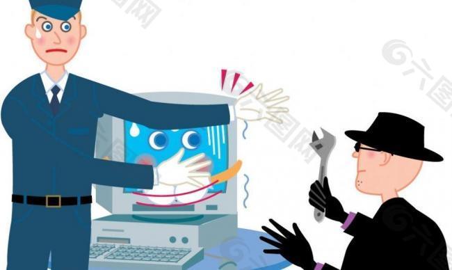 电脑黑客与网络警察漫画图片