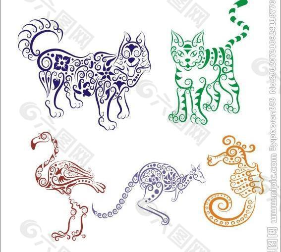 手绘动物花纹图片