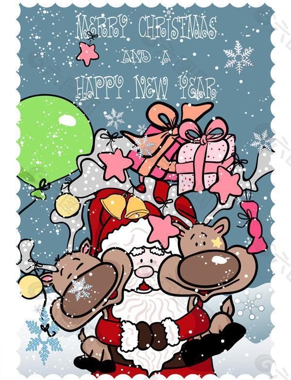 搞怪圣诞老人与麋鹿图片