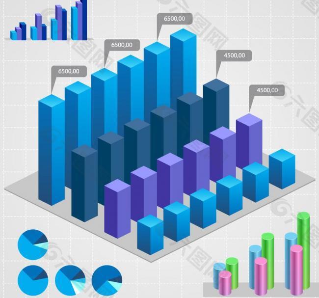 报表财务数据统计分析矢量图片