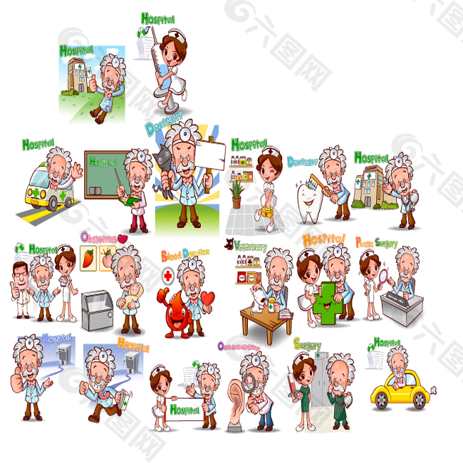 医生卡通 护士模板下载 可爱 医院 插画