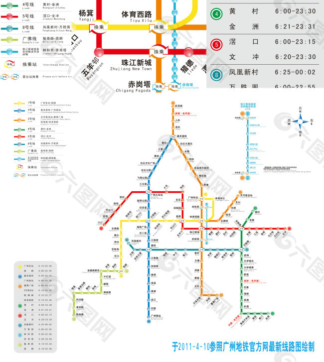 广州地铁换乘线路图