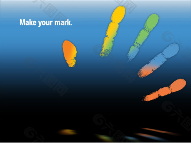 微软彩色手印风格PPT模板