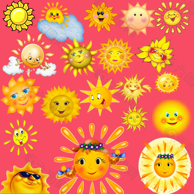 太阳表情psd素材图片