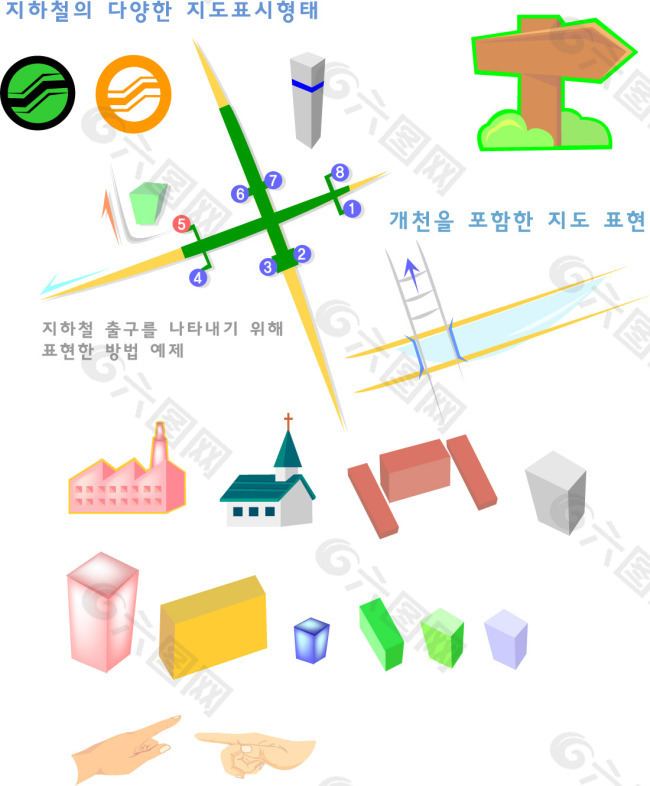 卡通交通指引图标