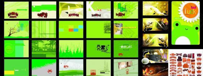 绿色背景各种家具图图片