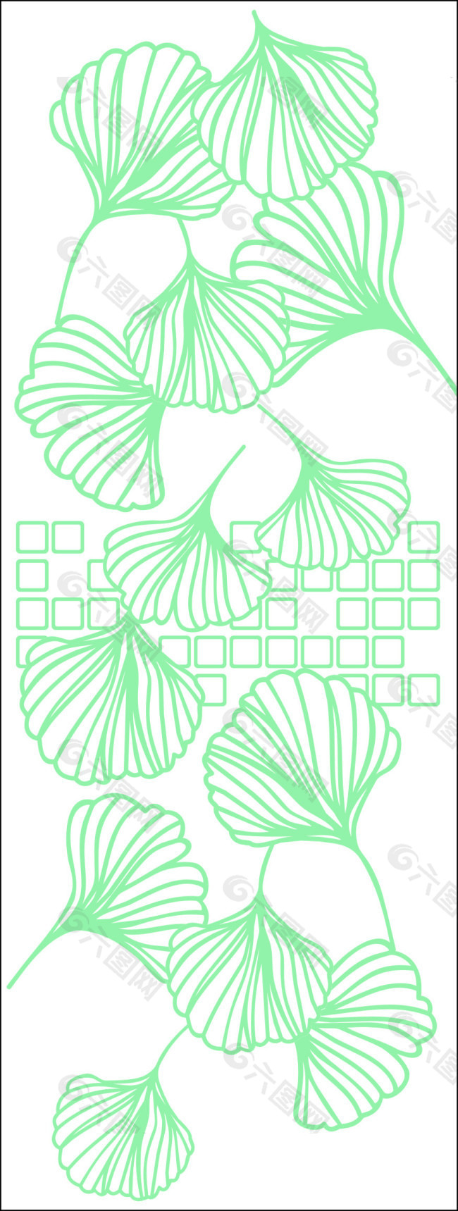花纹 瓷砖图案 绿色叶子  绿色花纹