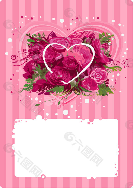 心形玫瑰花卡片边框
