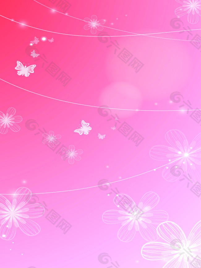 粉色蝴蝶花纹移门设计图片
