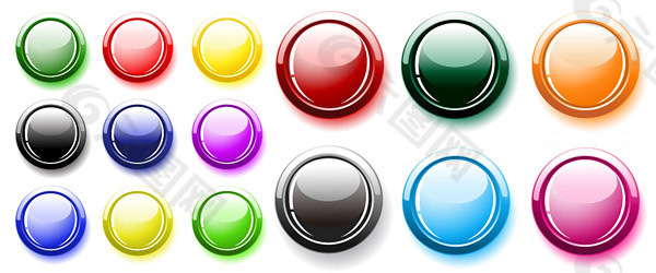 多色彩圆形水晶按钮矢量素材 eps格式